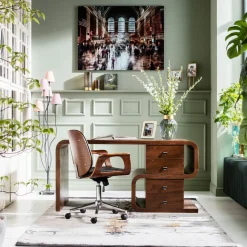 Kontorsstol Patron Walnut - Snurrstol på Hjul, Svart/Valnöt - KARE Design