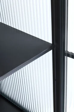 La Gomera - Högt Vitrinskåp Grafitgrå/Räfflat Glas, 180x72cm - KARE Design