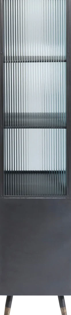 La Gomera - Högt Vitrinskåp Grafitgrå/Räfflat Glas, 180x72cm - KARE Design