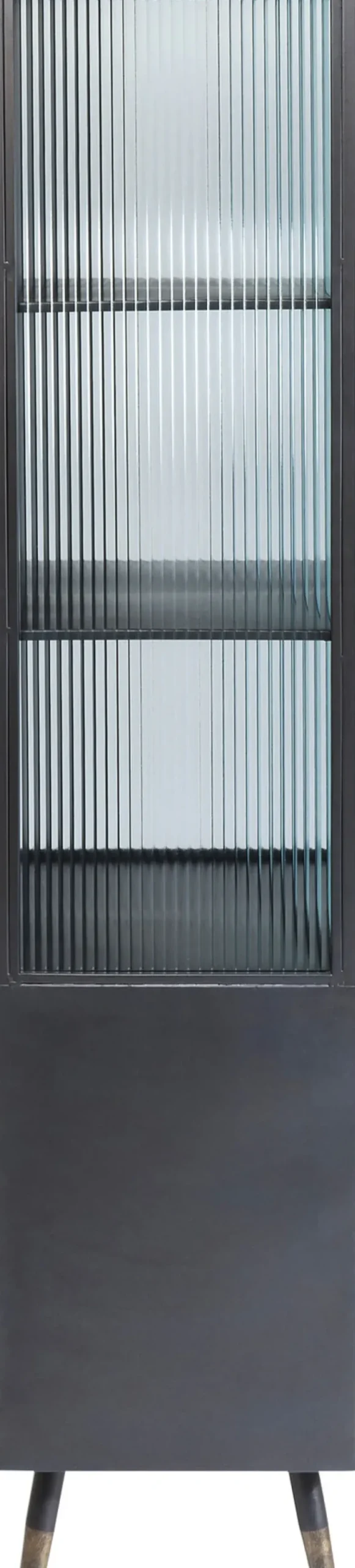 La Gomera - Högt Vitrinskåp Grafitgrå/Räfflat Glas, 180x72cm - KARE Design