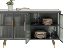 La Gomera - Sideboard Grafitgrå/Räfflat Glas, 75x120cm - KARE Design