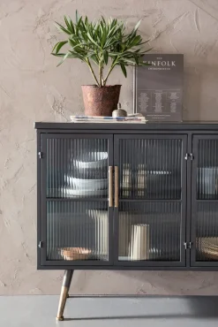 La Gomera - Sideboard Grafitgrå/Räfflat Glas, 75x120cm - KARE Design