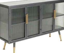 La Gomera - Sideboard Grafitgrå/Räfflat Glas, 75x120cm - KARE Design