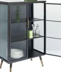 La Gomera - Vitrinskåp Grafitgrå/Räfflat Glas, 120x72cm - KARE Design