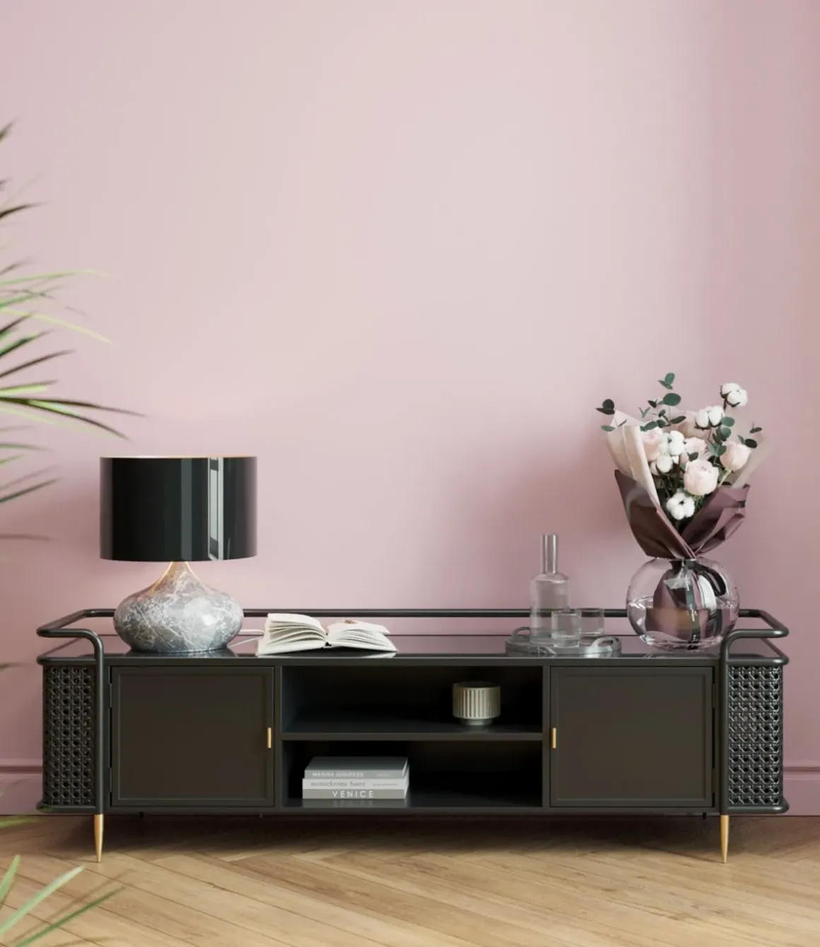 Lågskåp - Tv-bänk Fence - Svart, 160x48cm - KARE Design
