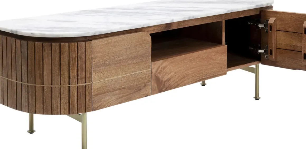 Lågskåp - Tv-bänk Grace - Trä/Marmor/Guld - KARE Design