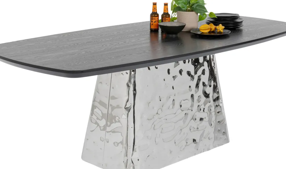 Matbord Caldera - Svart askfanér/Rostfritt Stål, 220x110cm - KARE Design