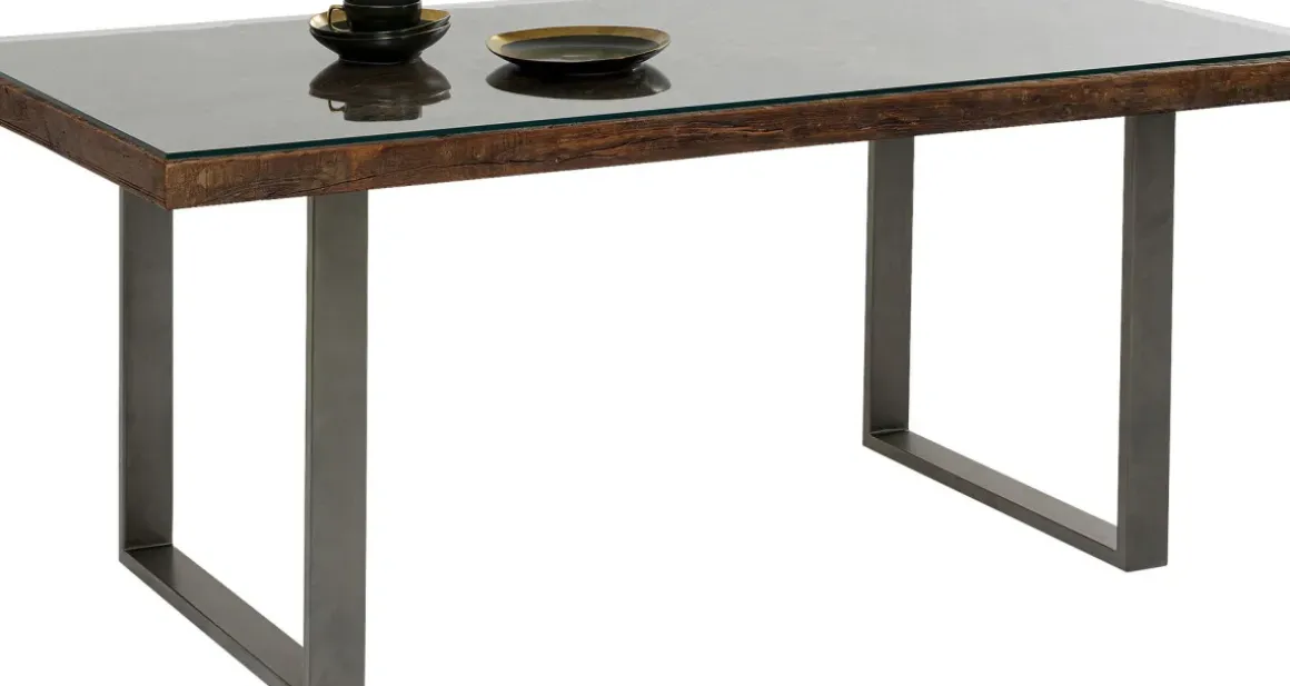 Matbord Conley - Mörkt Trä/Rå Stål, 180x90cm - KARE Design