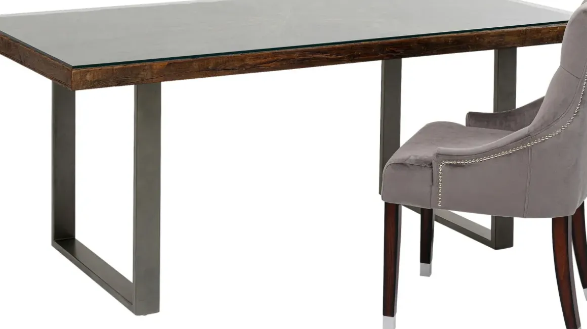 Matbord Conley - Mörkt Trä/Rå Stål, 180x90cm - KARE Design