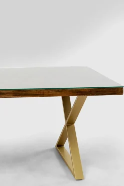 Matbord Conley, 180x90cm - Mörkt Trä/ Kryssben i Mässing - KARE Design