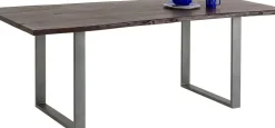 Matbord Harmony - Massivt Mörkt Trä/ Rå Stål, 200x100cm - KARE Design
