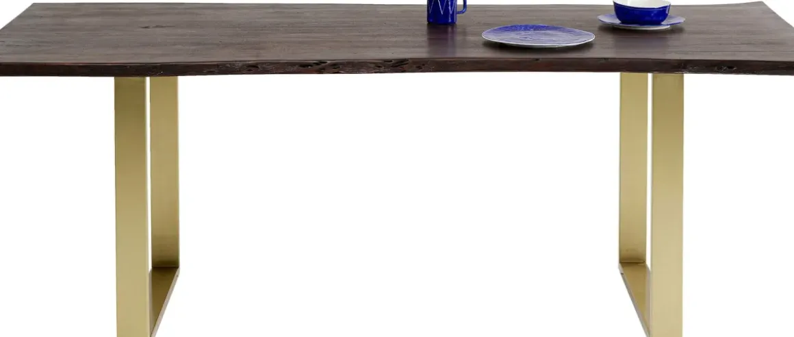 Matbord Harmony - Massivt Mörkt Trä/ Mässing, 200x100cm - KARE Design