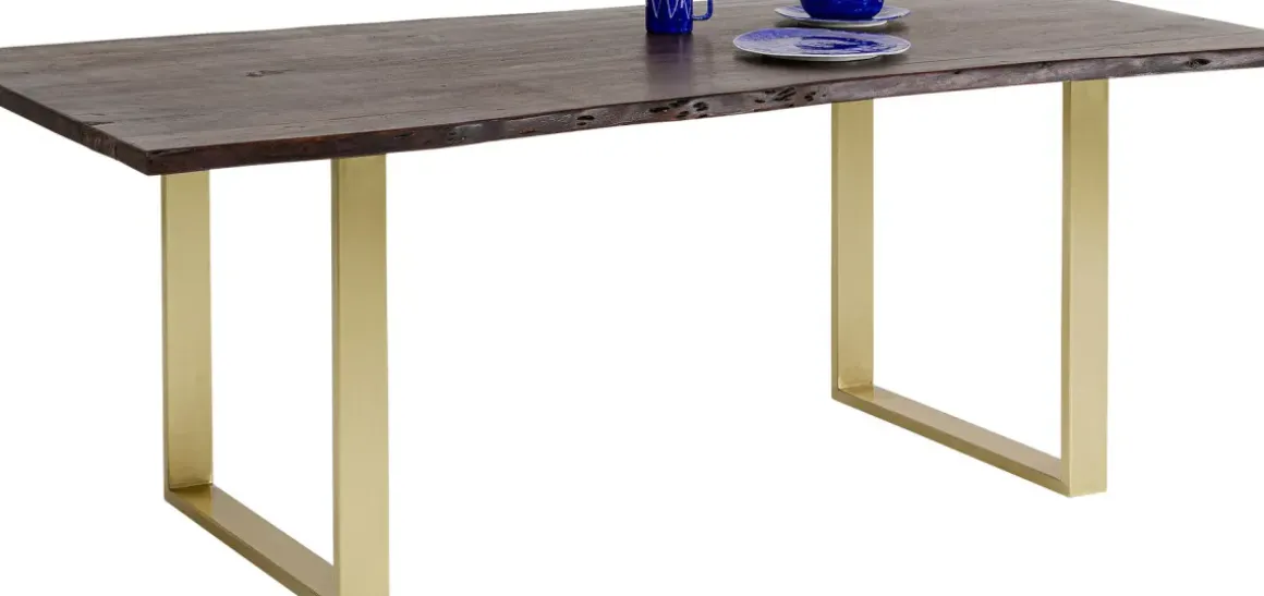 Matbord Harmony - Massivt Mörkt Trä/ Mässing, 200x100cm - KARE Design
