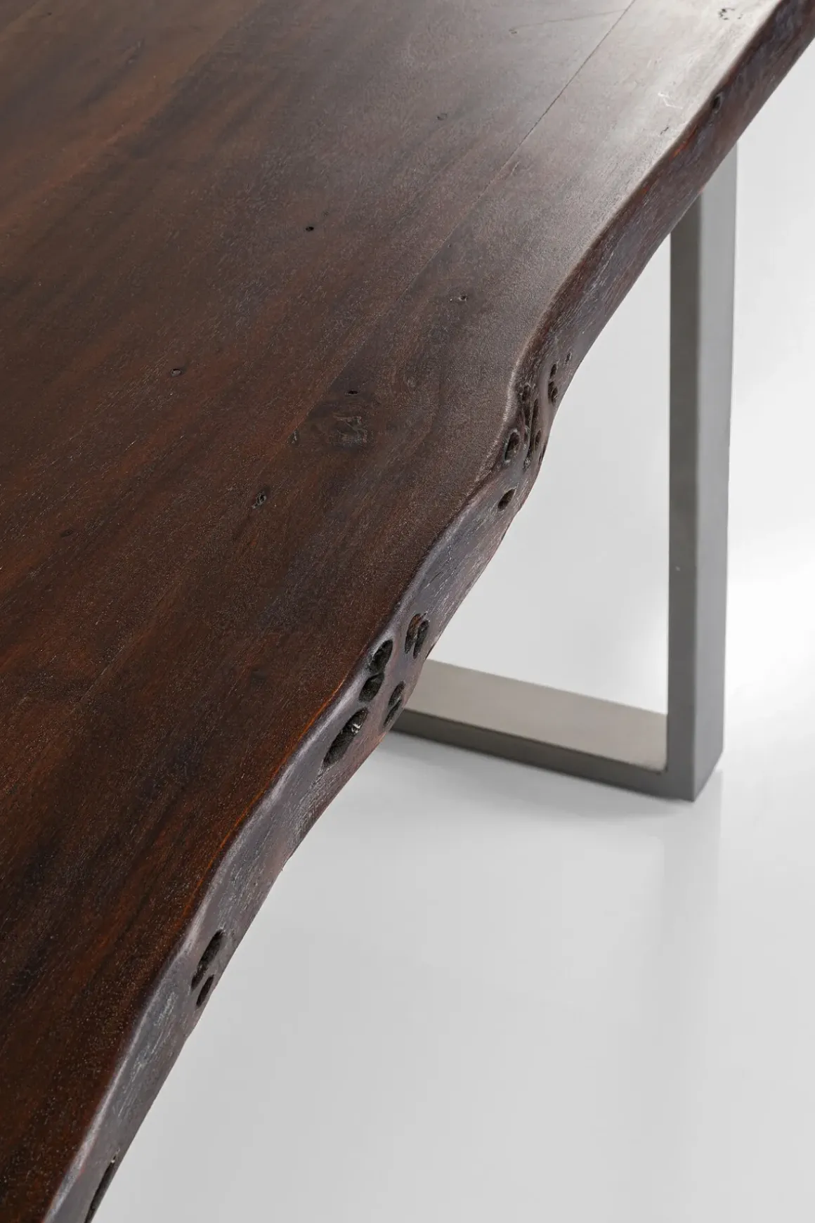 Matbord Harmony - Massivt Mörkt Trä/ Rå Stål, 180x90cm - KARE Design