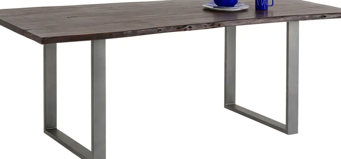 Matbord Harmony - Massivt Mörkt Trä/ Rå Stål, 180x90cm - KARE Design