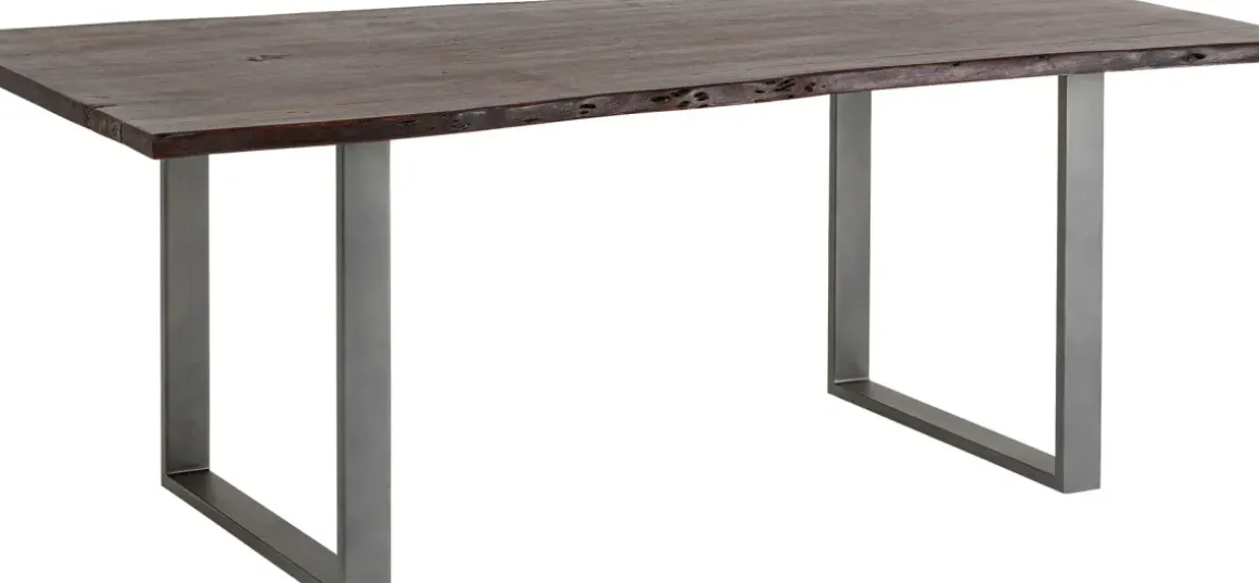 Matbord Harmony - Massivt Mörkt Trä/ Rå Stål, 180x90cm - KARE Design