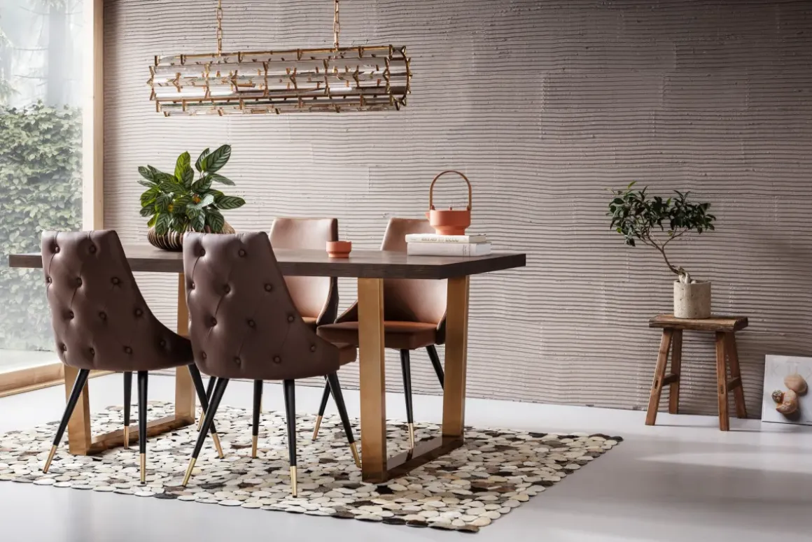 Matbord Osaka - Mörkt Trä/Borstad Mässing, 180x90cm - KARE Design