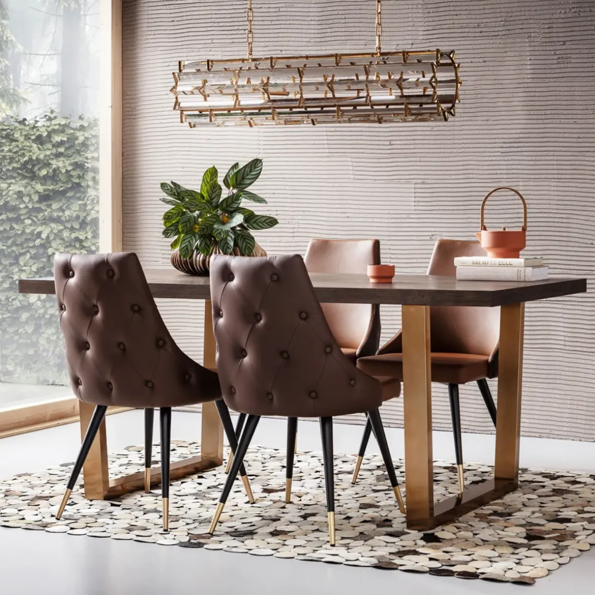 Matbord Osaka - Mörkt Trä/Borstad Mässing, 180x90cm - KARE Design