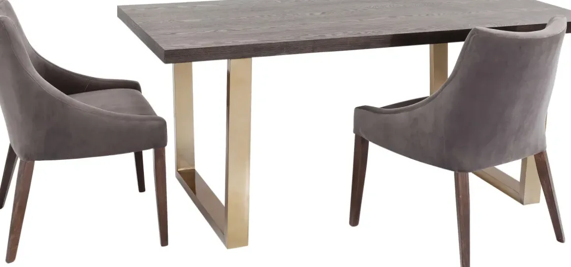 Matbord Osaka - Mörkt Trä/Borstad Mässing, 180x90cm - KARE Design