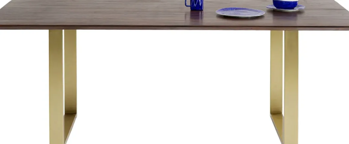 Matbord Symphony - Massivt Mörkt Trä/Mässing, 200x100cm - KARE Design