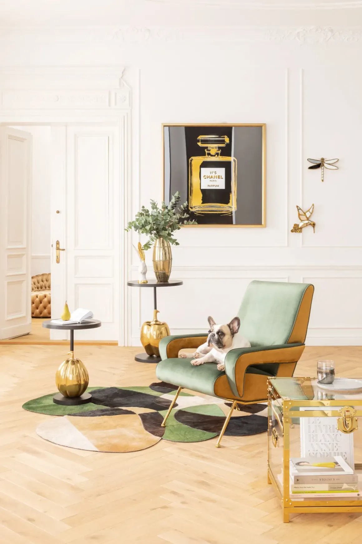 Matta Ovado Colore - Grön/Beige/Svart Läder, 240x170cm - KARE Design