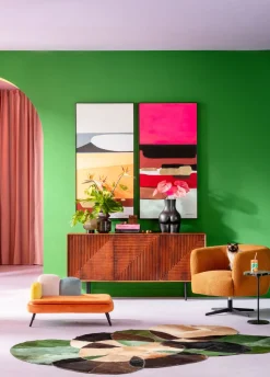 Matta Ovado Colore - Grön/Beige/Svart Läder, 240x170cm - KARE Design