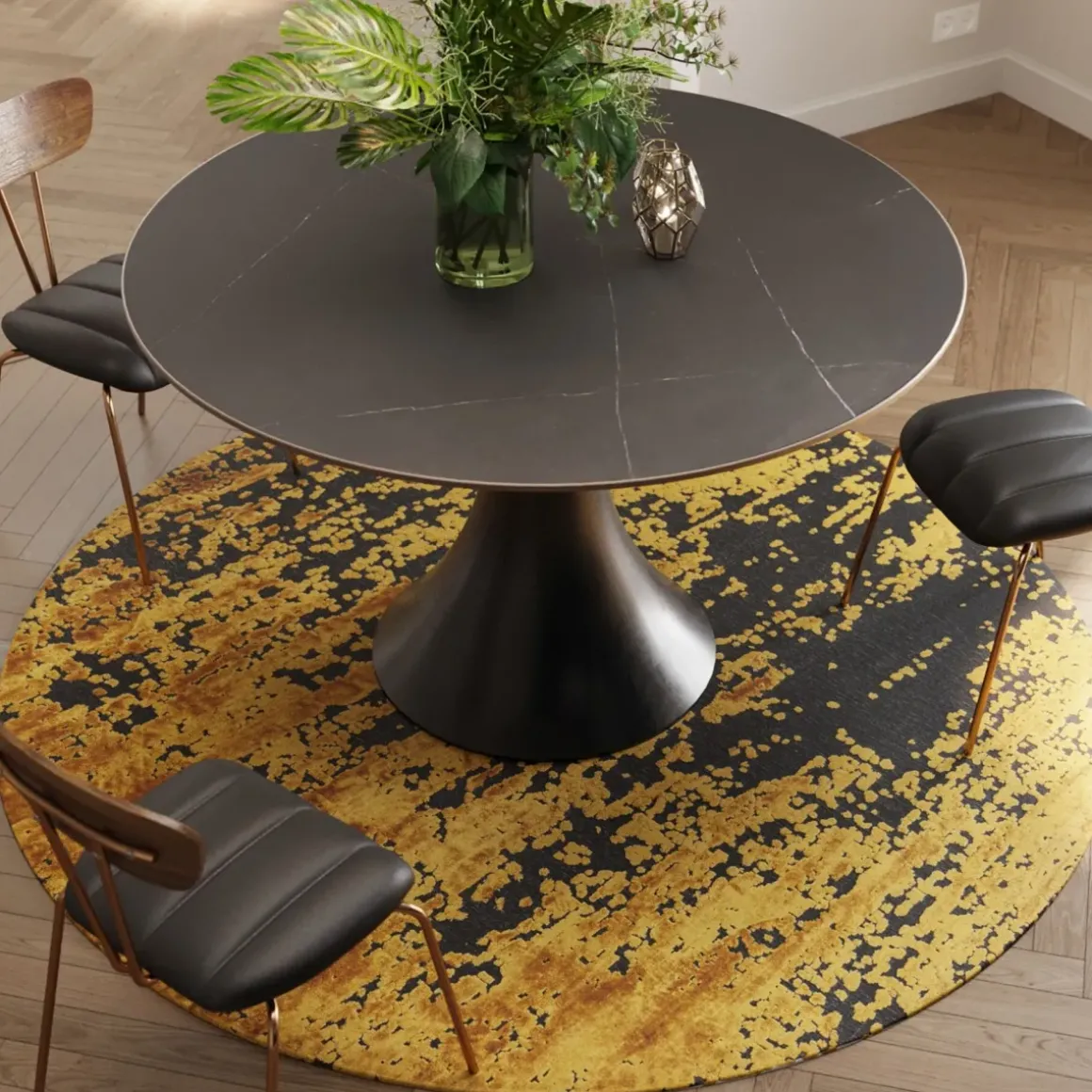 Matta Silja - Gul, Ø200cm - KARE Design