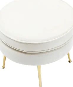 Pall Water Lily - Sittpuff i Vit Sammet, Ø50cm - KARE Design