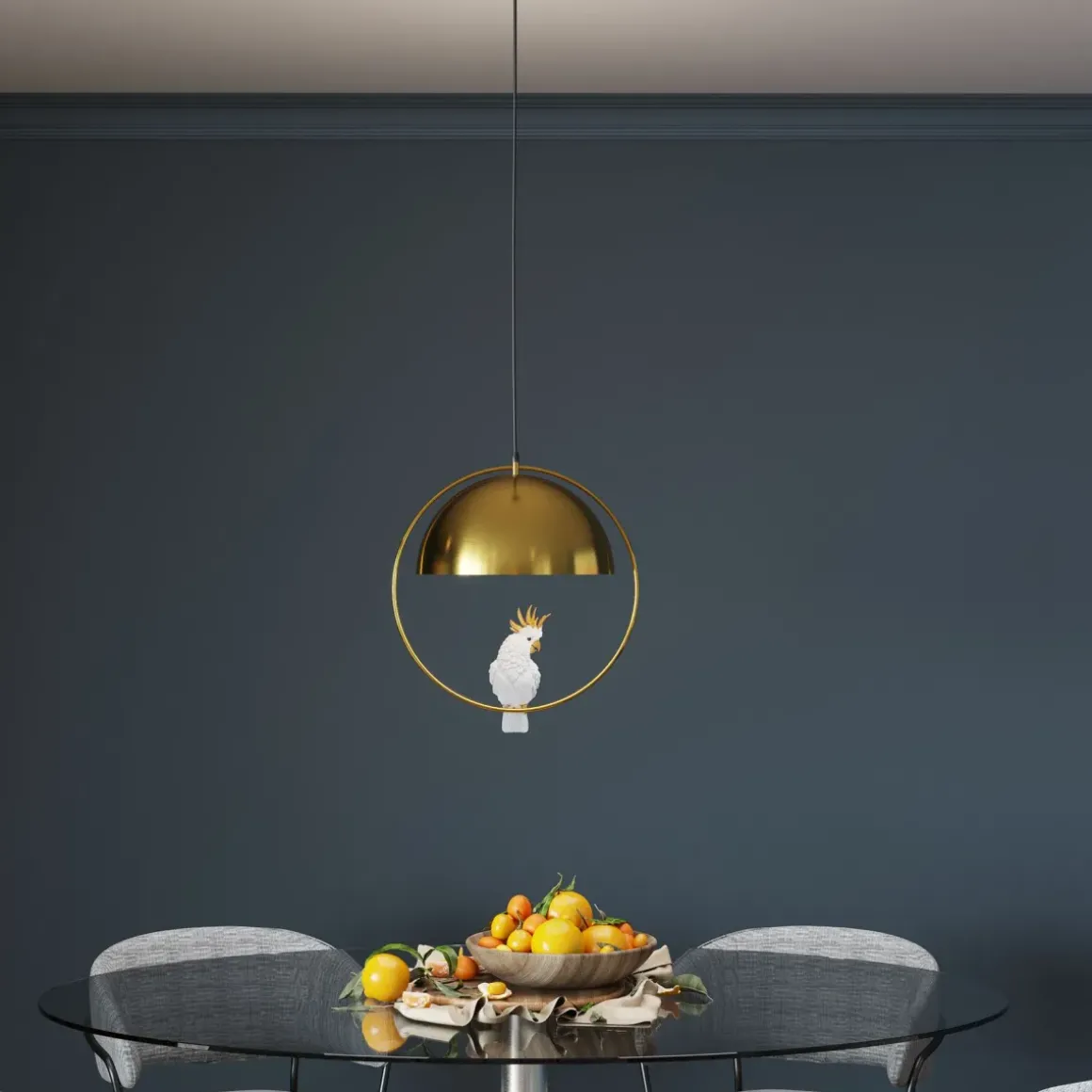 Pendel Cockatoo - Taklampa med Kakadua/Mässingsfinish - KARE Design