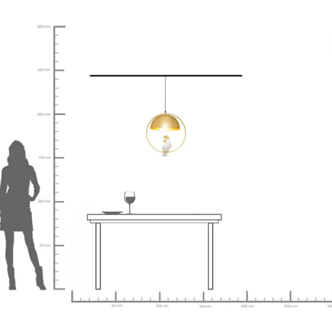 Pendel Cockatoo - Taklampa med Kakadua/Mässingsfinish - KARE Design
