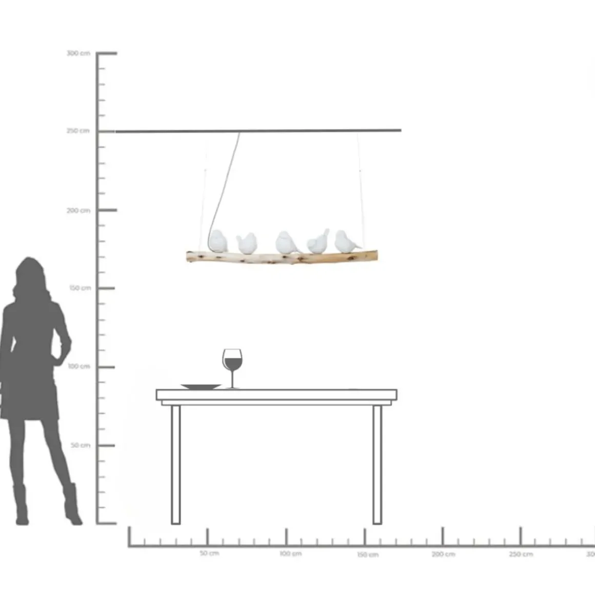 Pendel Dining Birds - Taklampa med Fåglar på Gren, 120cm - KARE Design