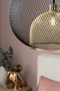 Pendel Grato - Klotformad Taklampa, Nät Svart/Guld, Ø45cm - KARE Design