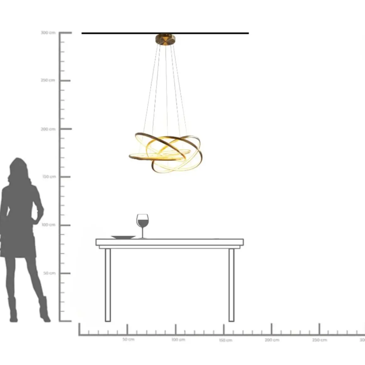 Pendel Saturn - Taklampa med Ringar i Guld LED, Ø75cm - KARE Design