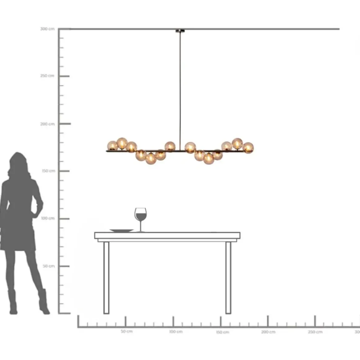 Pendel Scala Klot - Taklampa Svart/Glas 150 cm - KARE Design