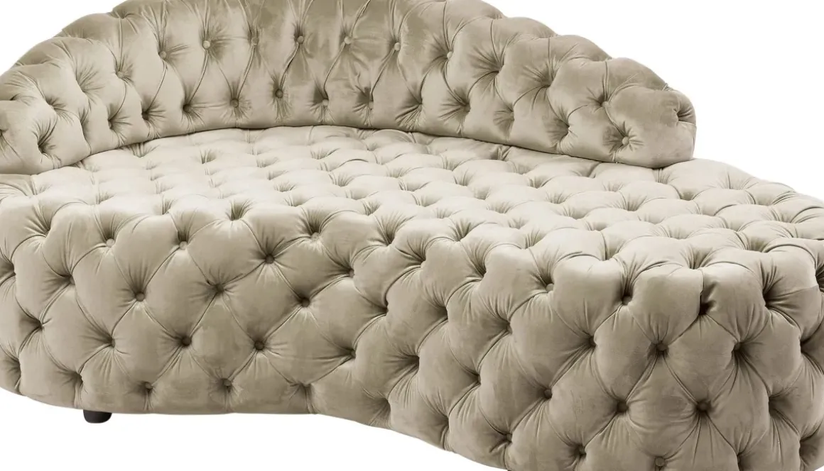 Schäslong Santa Barbara, Beige Sammet, 162cm - KARE Design
