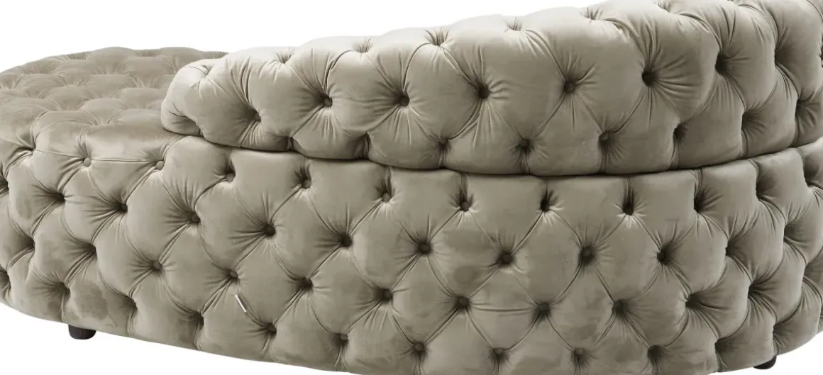 Schäslong Santa Barbara, Beige Sammet, 162cm - KARE Design