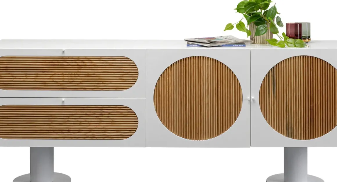 Sideboard Atomic - Natur/Vit, 183x76cm - KARE Design