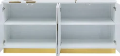 Sideboard Cracked - Vit/Guld, 4 Dörrar, 80x165cm - KARE Design