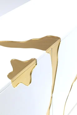 Sideboard Cracked - Vit/Guld, 4 Dörrar, 80x165cm - KARE Design