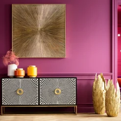 Sideboard Electro - Svart/Mässing 4 Dörrar, 80x160cm - KARE Design