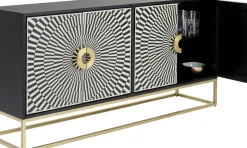 Sideboard Electro - Svart/Mässing 4 Dörrar, 80x160cm - KARE Design