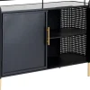 Sideboard Fence - Svart, Glas, Guld, 120x70cm - KARE Design
