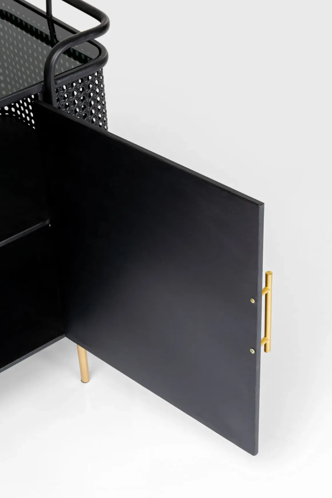 Sideboard Fence - Svart, Glas, Guld, 120x70cm - KARE Design