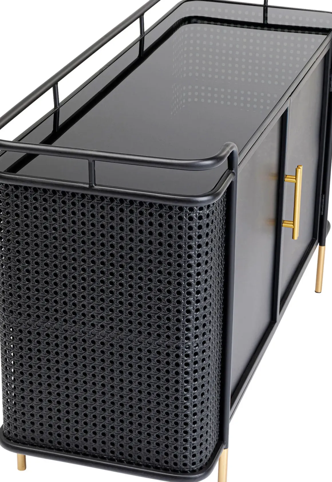 Sideboard Fence - Svart, Glas, Guld, 120x70cm - KARE Design
