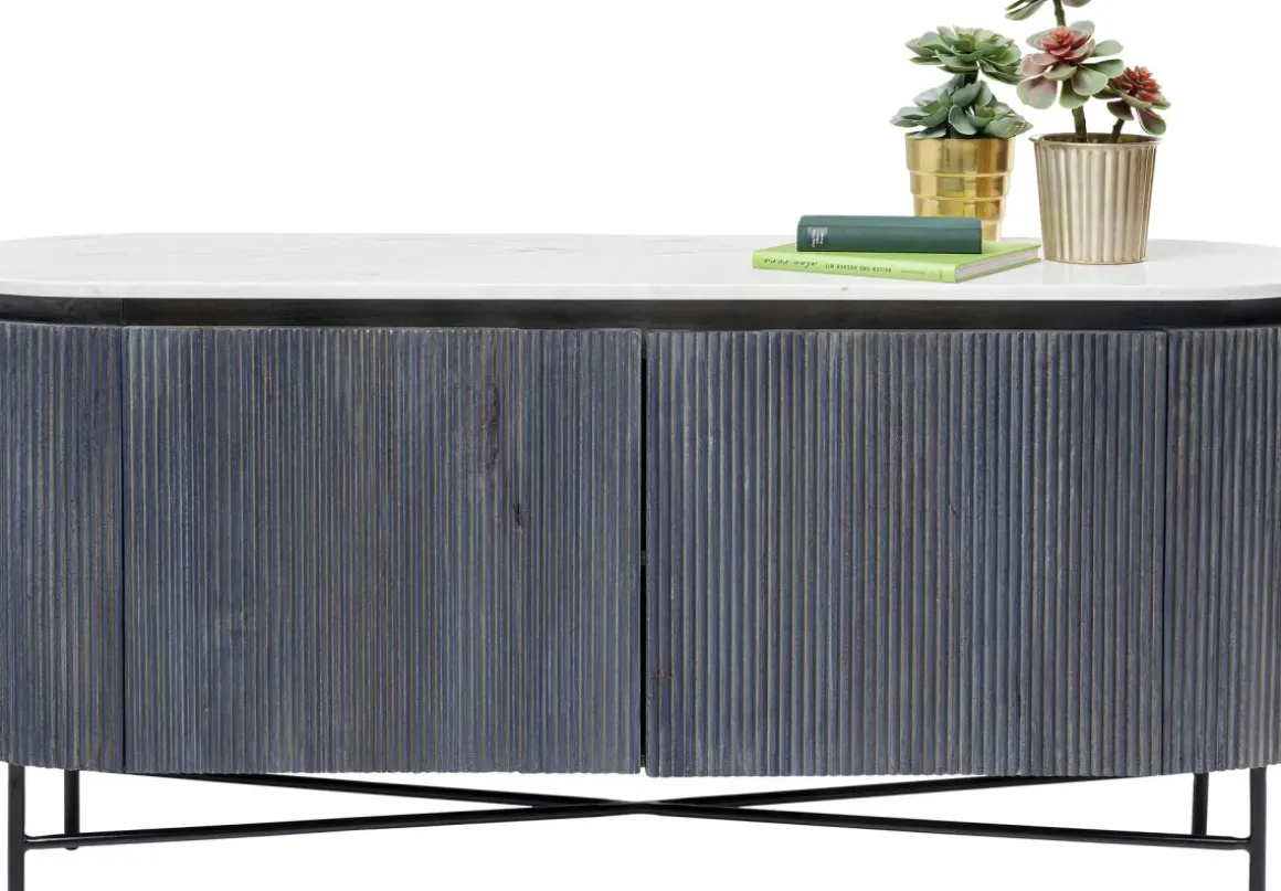 Sideboard Glenn - Mörkgrå Trästruktur/ Marmor, 75x160cm - KARE Design