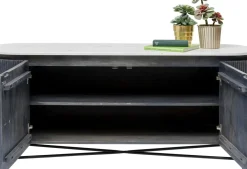 Sideboard Glenn - Mörkgrå Trästruktur/ Marmor, 75x160cm - KARE Design