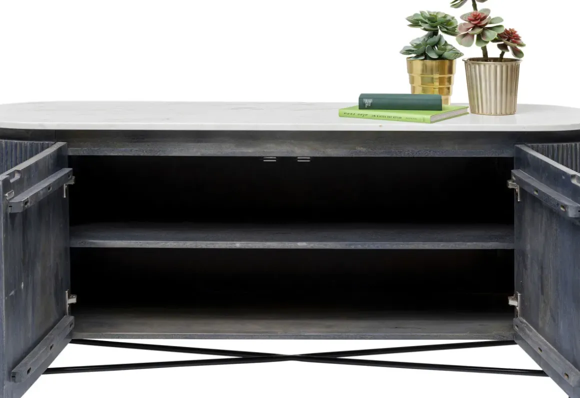 Sideboard Glenn - Mörkgrå Trästruktur/ Marmor, 75x160cm - KARE Design