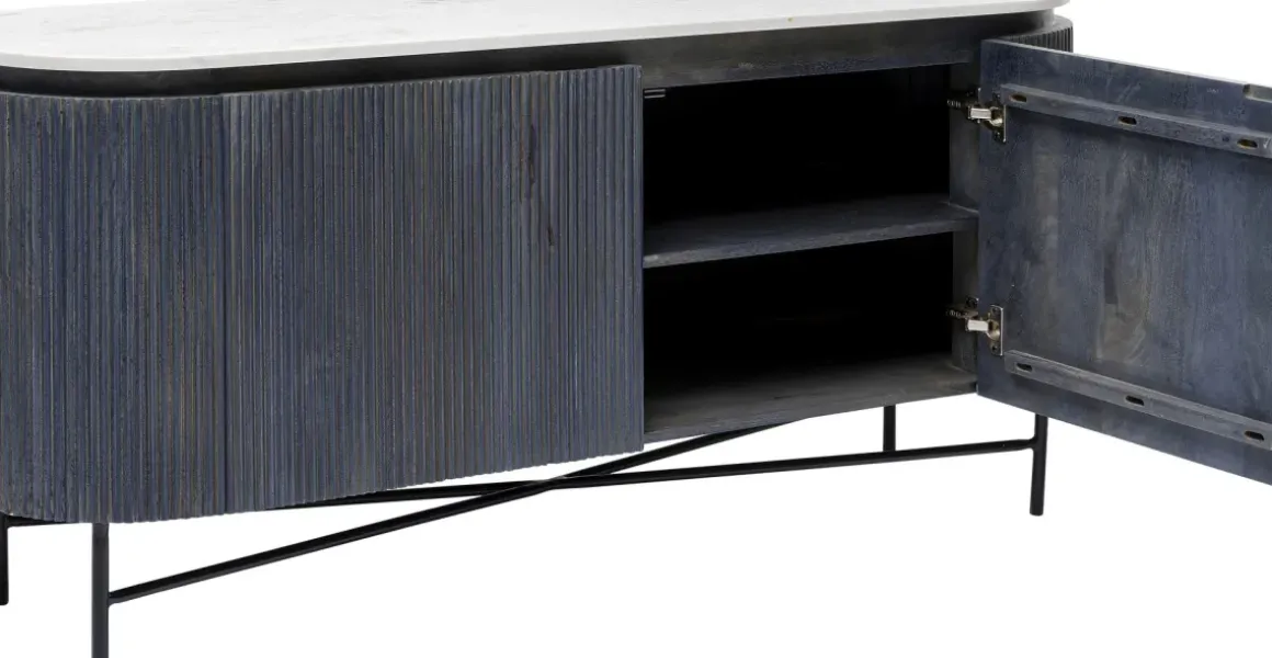 Sideboard Glenn - Mörkgrå Trästruktur/ Marmor, 75x160cm - KARE Design