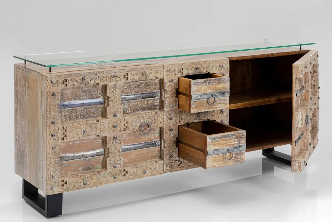 Sideboard Kalif - Trä Antik Patina 2 Dörrar/2 Lådor, 70x160cm - KARE Design