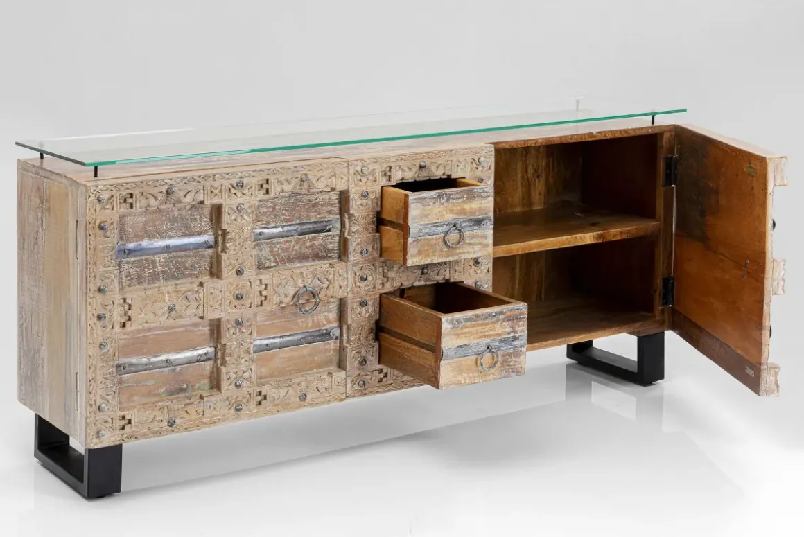 Sideboard Kalif - Trä Antik Patina 2 Dörrar/2 Lådor, 70x160cm - KARE Design